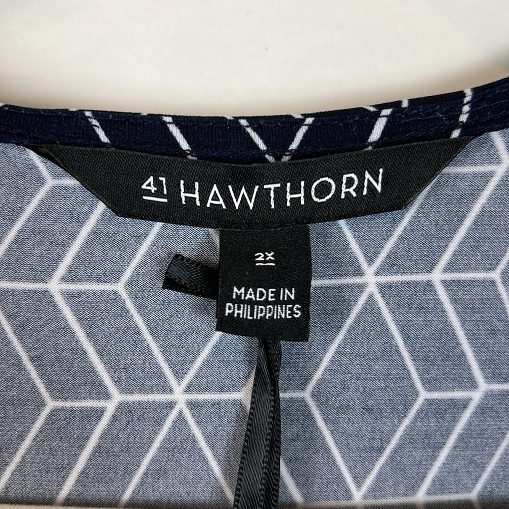 NWT 41 Hawthorn Kaitlyn Wrap Dress Navy 2X Geometric - Picture 5 of 11